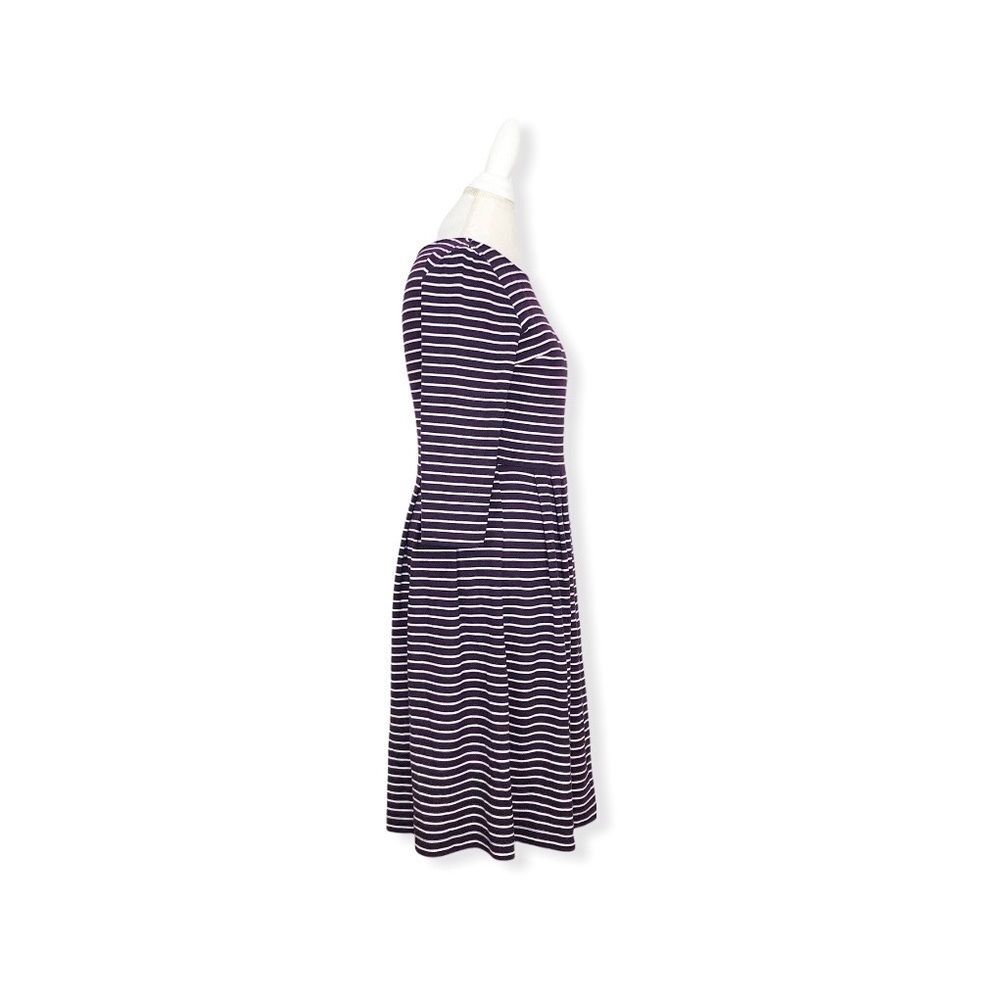 Coldwater Creek Women’s Midi dress Stripe 3/4 sleeves Purple and Cream 6 - Picture 2 of 7